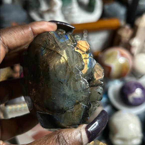 Labradorite Lotus Flower and stand Medium - Picture 7 of 9